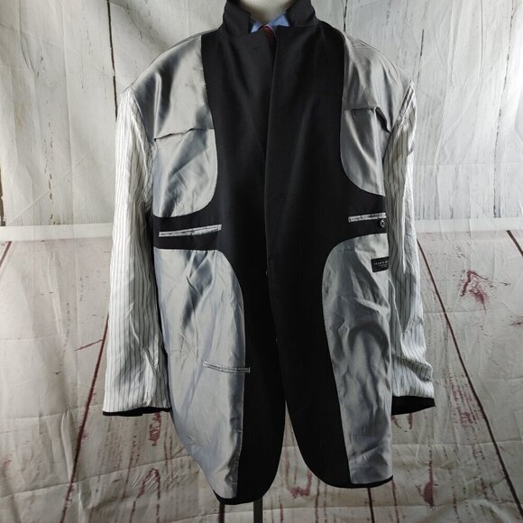 Pronto Uomo B&T 58L Wool Blend 2 Button Black Suit Jacket - Picture 14 of 14